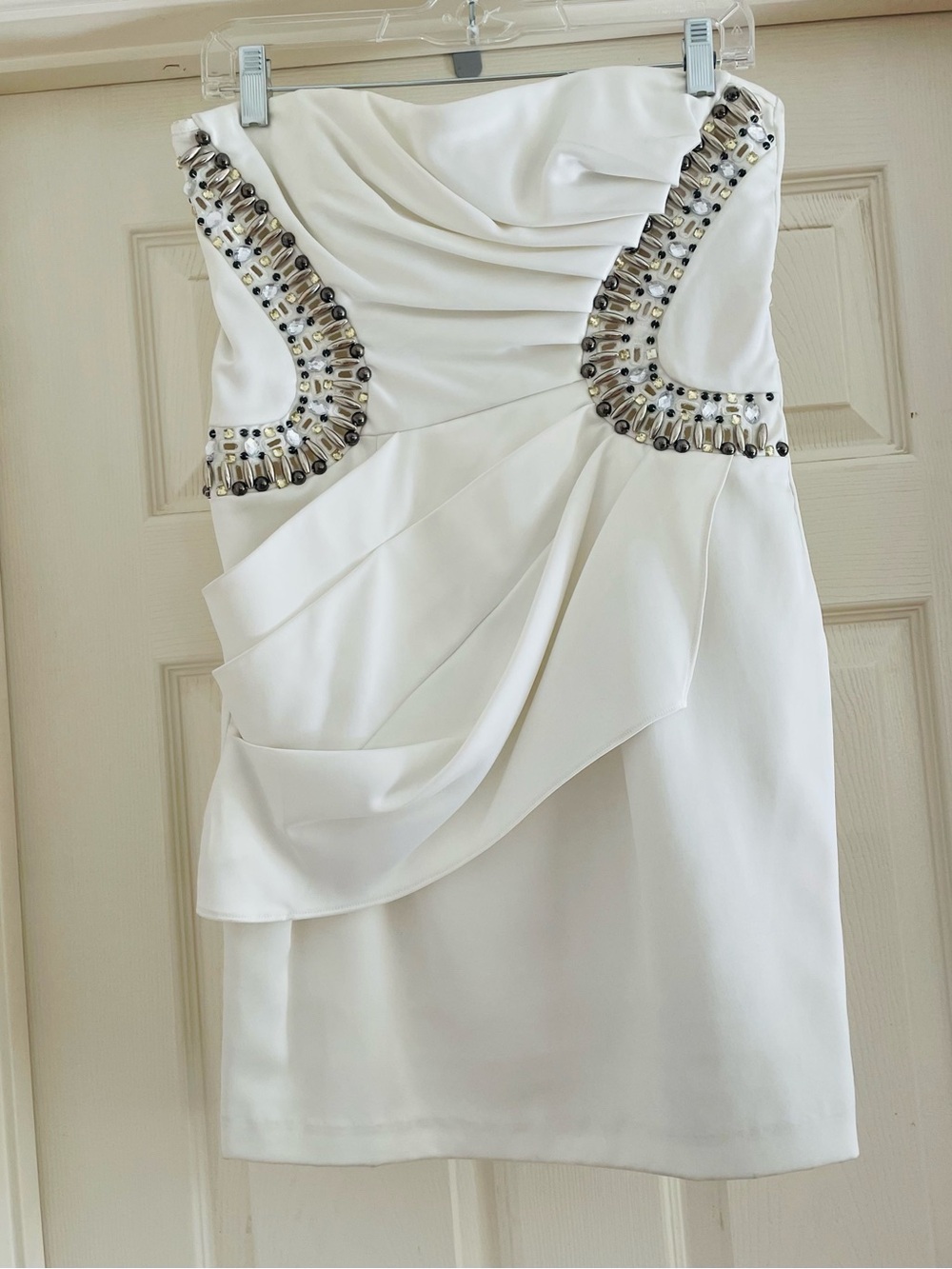 Teal White  Beaded Mini Dress